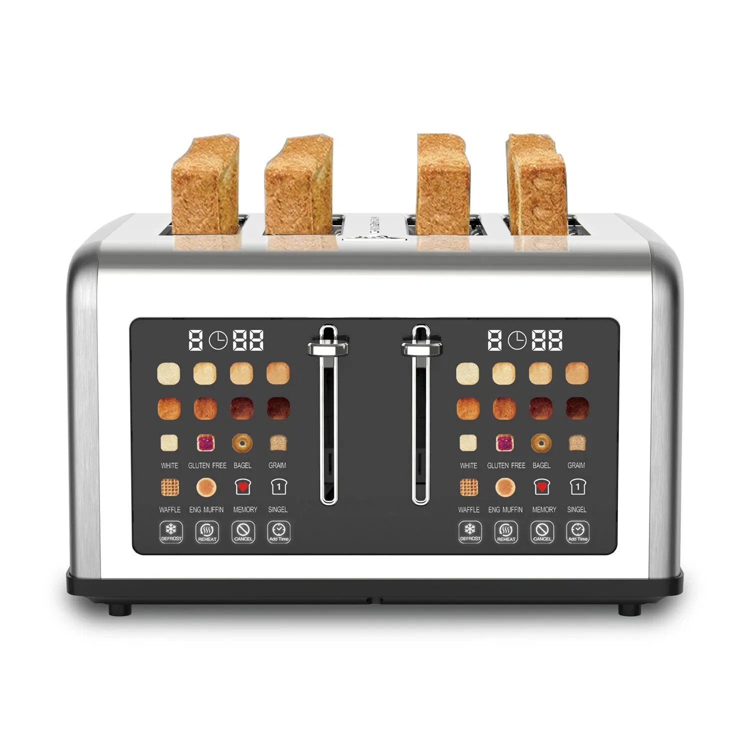 Super Large 4-Slice Toaster with Digital Display for Perfect Toast