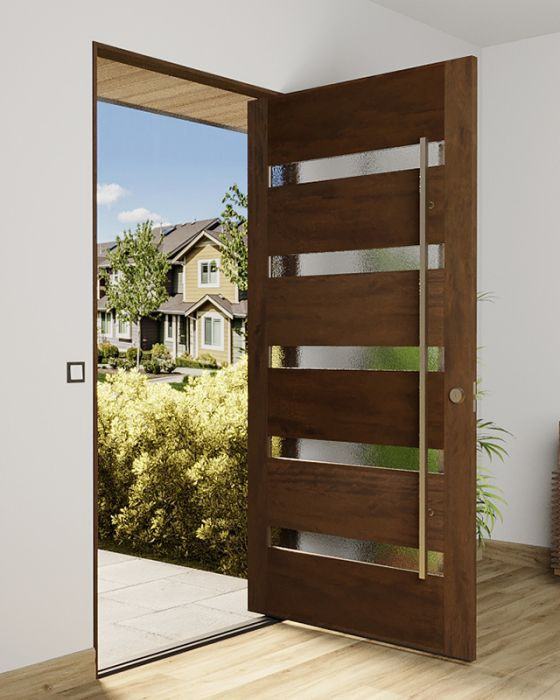 Cbmmart Solid Rubber Wood Main Interior Entrance Pivot Door with Long Handle