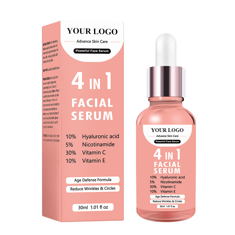 Facial Whitening Essence 4 in 1 Anti Aging Hyaluronic Acid Niacinamide Vitamin C E Repair Face Serum Skin Care