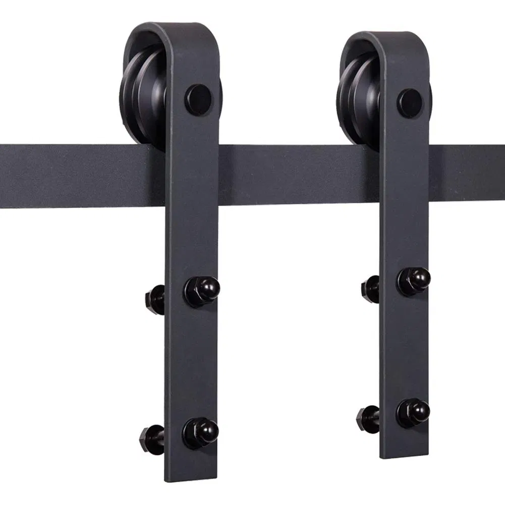 Black Steel Track Sliding Barn Door Hardware