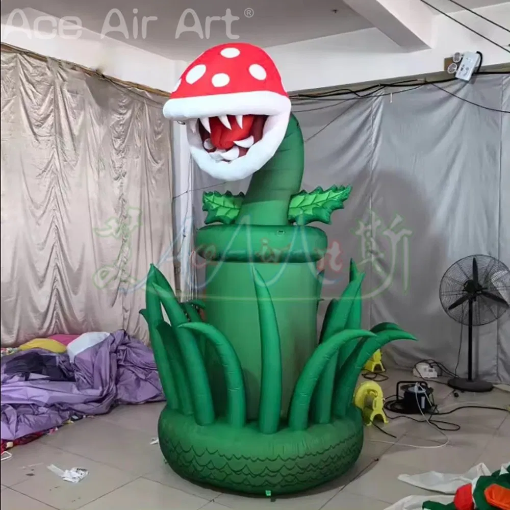 3.5m Giant Inflatable Cartoon Chomper Flower Air Blow Creative Piranha Plant for Event Kids Party Stage Decor Advertising Props