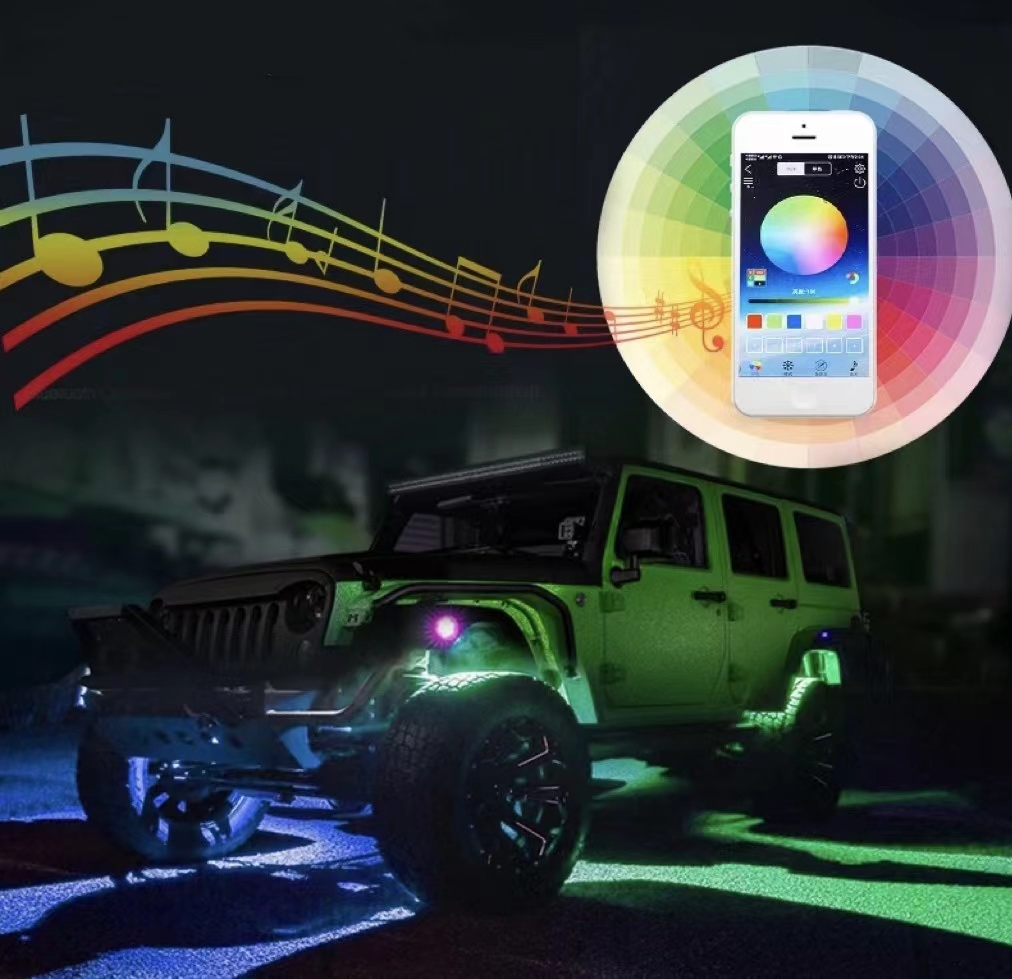 APP-Controlled 8-Pod RGB LED Car Rock Light