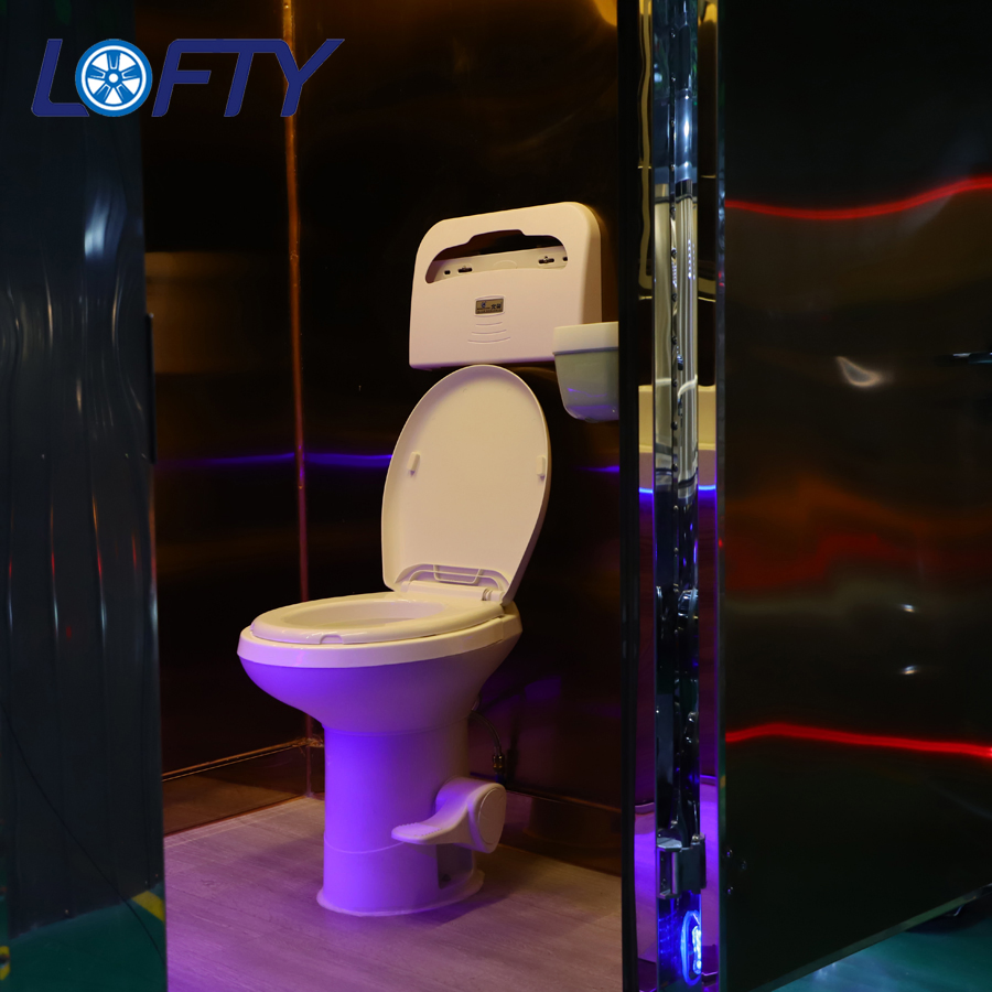 T2 Custom Portable Toilet Trailer with Footlights Clear View