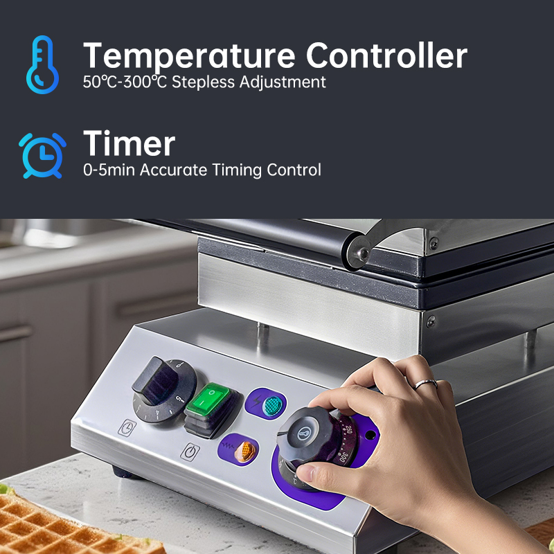 Heavybao Commercial Stainless Steel Electric Waffle Maker Machine for Kitchen