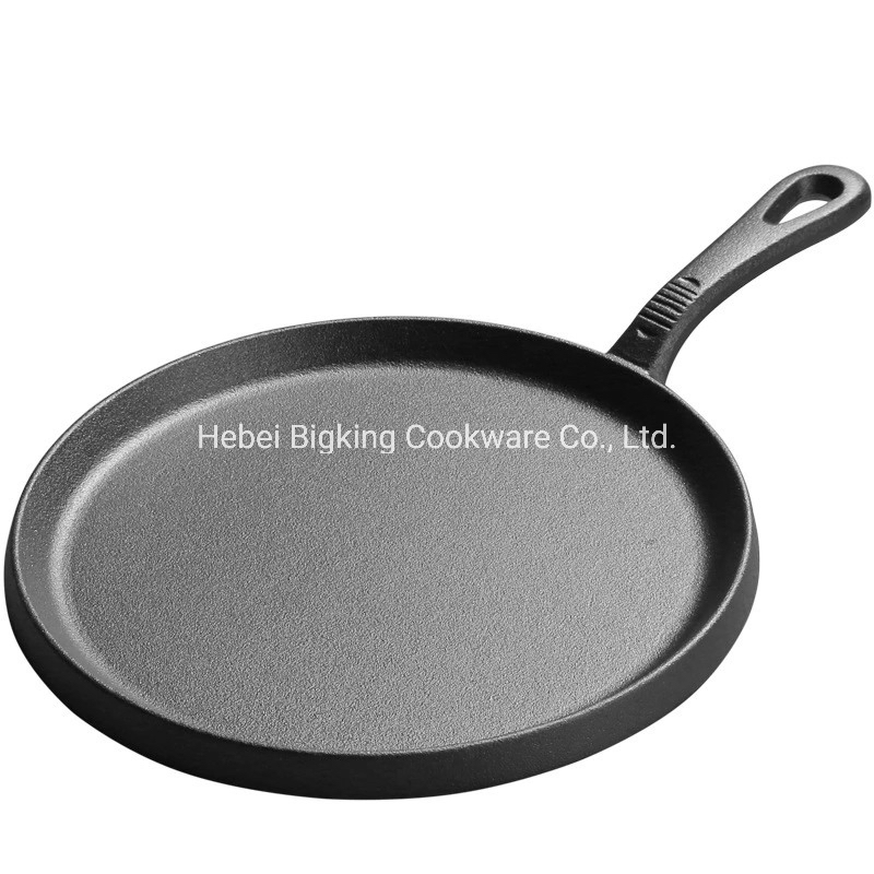 Round Cast Iron Skillet with Handle Cast Iron Pancake Pan D: 26.5*H: 2cm