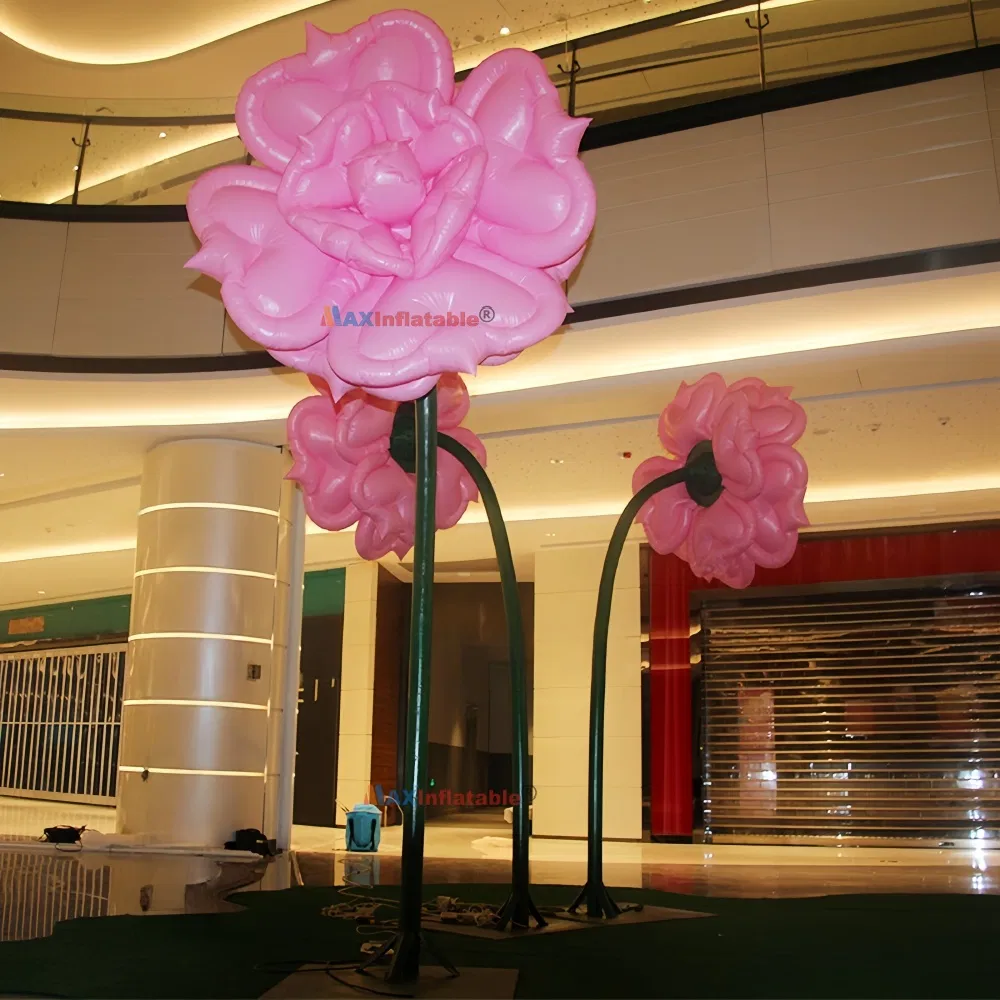 Shopping Mall Street Decorative Inflatable Automatic Sensor Flower-Shaped LED Light Air Model