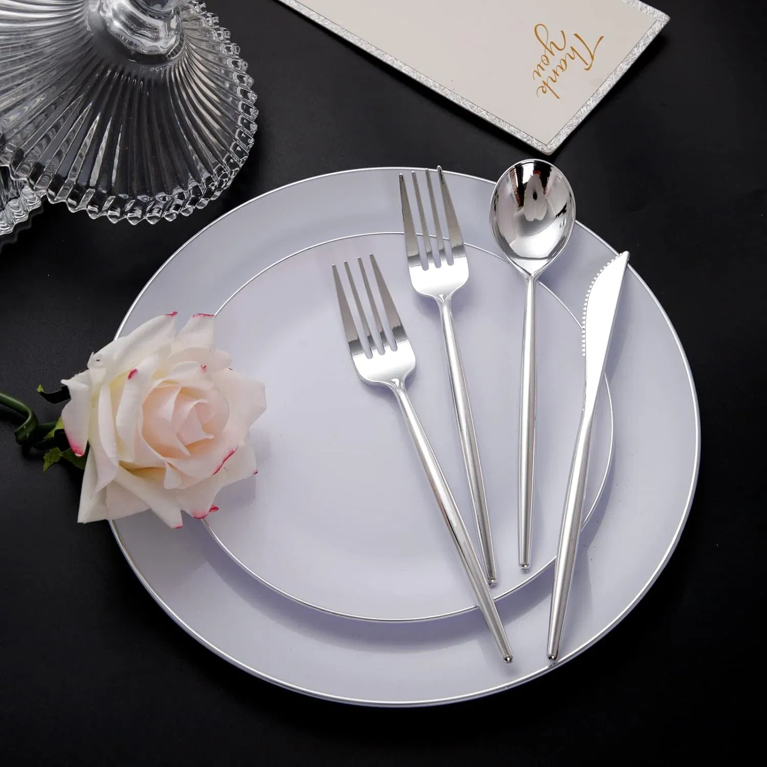 Premium Heavy Duty Silver Plastic Cutlery Set for Events