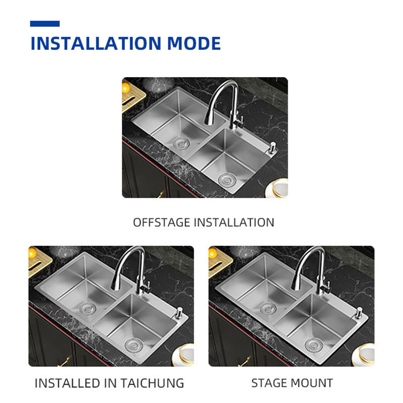 Single Bowl Stainless Steel Pressed Kitchen Sink with Drainboard Above Counter Installation