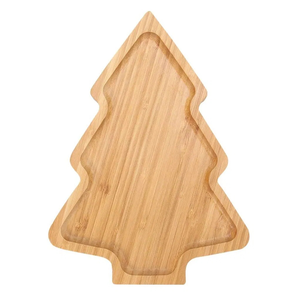 Environmental Protection Bamboo Cartoon Christmas Tree Fruit Tray Bamboo Wooden Tray
