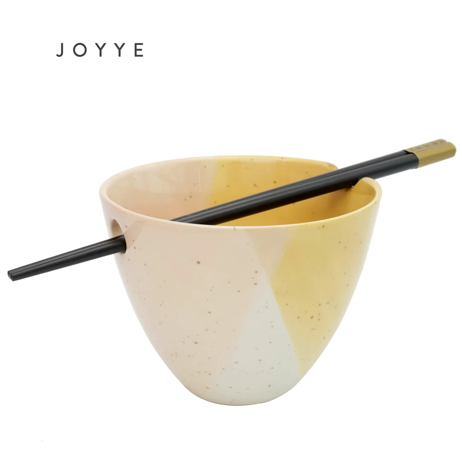 Ceramic Unique Two Tone DOT Noodle Bowl with Chopsticks