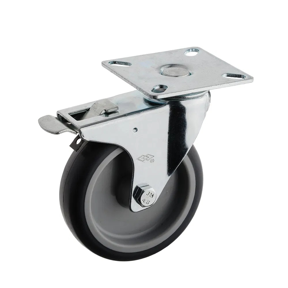 TPR Swivel Plate with Brake Instrumental Castor Wheel