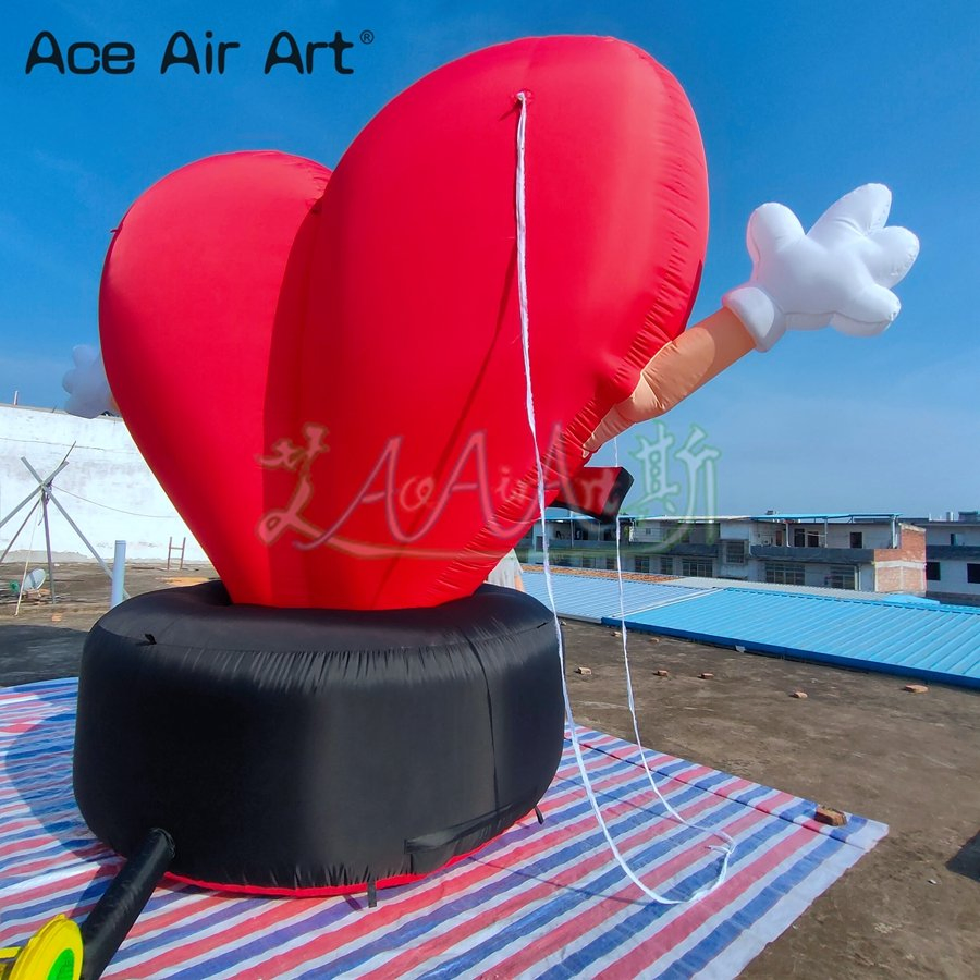 Custom Inflatable Heart Cartoon Model with Black Base for Valentine's Day Party Decoration