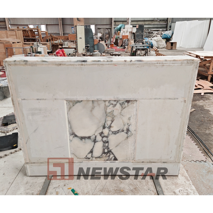 Beautiful Calacatta Viola Marble Stone Fireplace Customizable White Veined Marble Mantel