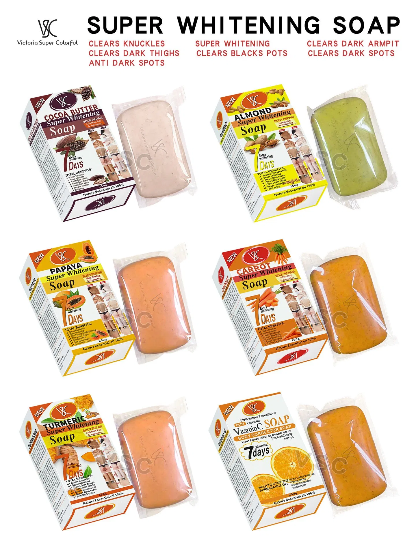 250g Turmeric Bath Soap Whitening and Deep Cleansing Body Soap with Oil Control for Skin