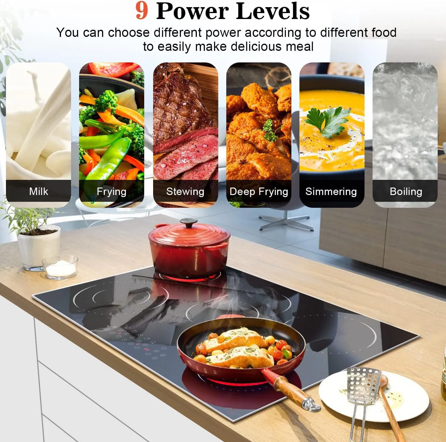 5 Burners Ceramic Hob Built-in Highlight Hob 90cm