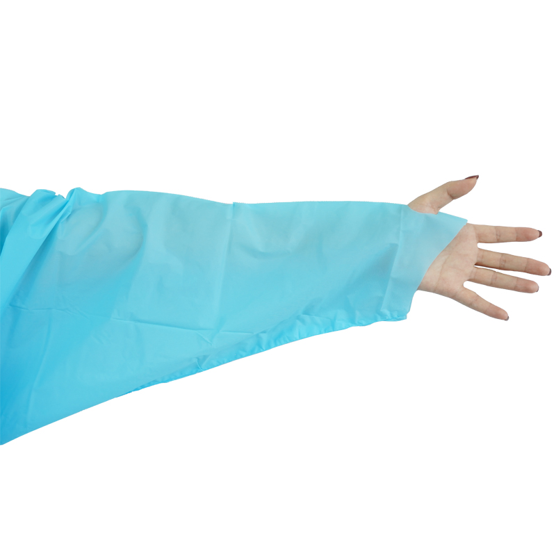 Disposable Dental CPE Gown Surgical Plastic Waterproof CPE Isolation Gown Blue with Long Sleeve in Stock