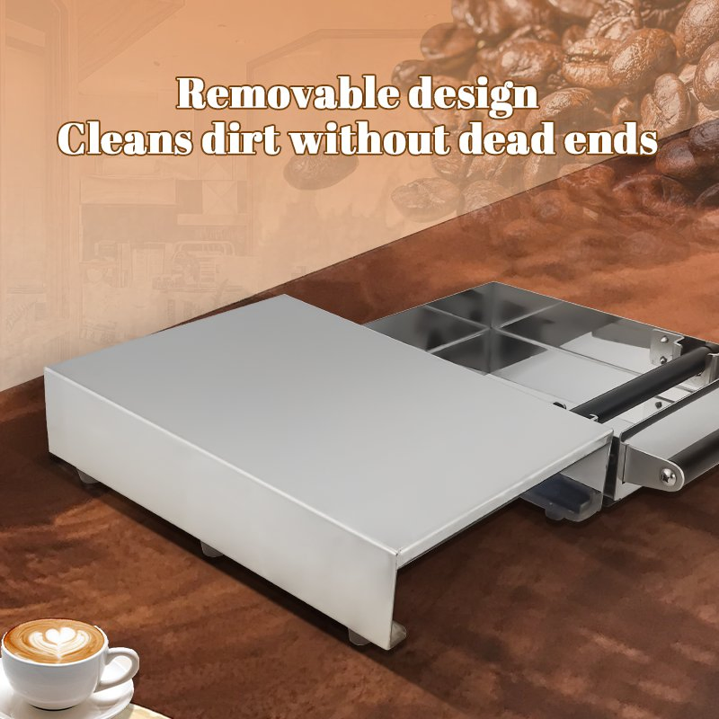 Daosheng Non-Slip Base Thickened Stainless Steel Expresso Knock Box Drawer with Removable Knock Bar Coffee Powder Box