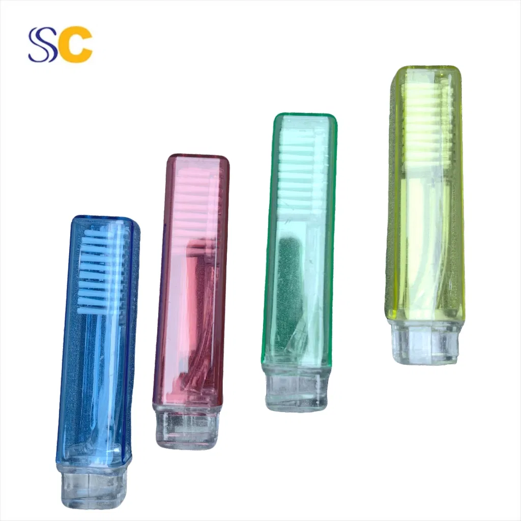Portable Folded and Foldable and Folding Transparent Adult Travel Toothbrush
