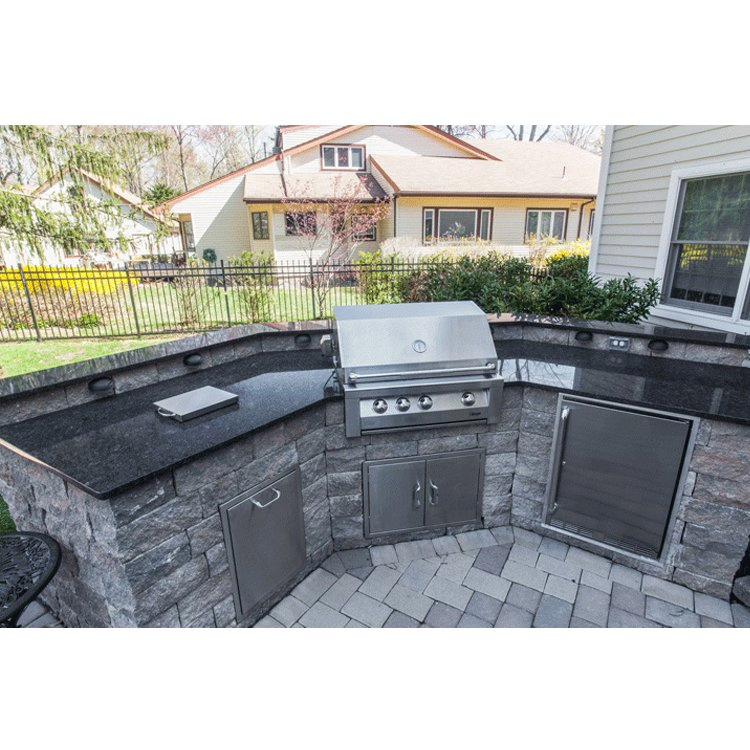 Natural Black Granite Grill Countertop Slab Board Stone Bar Top Outdoor Kitchen BBQ Island