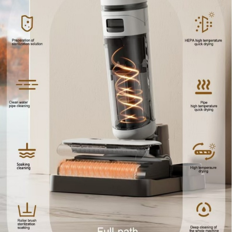 Self-Cleaning Wet & Dry Vacuum Cleaner Hot Drying Function with Brushless Motor