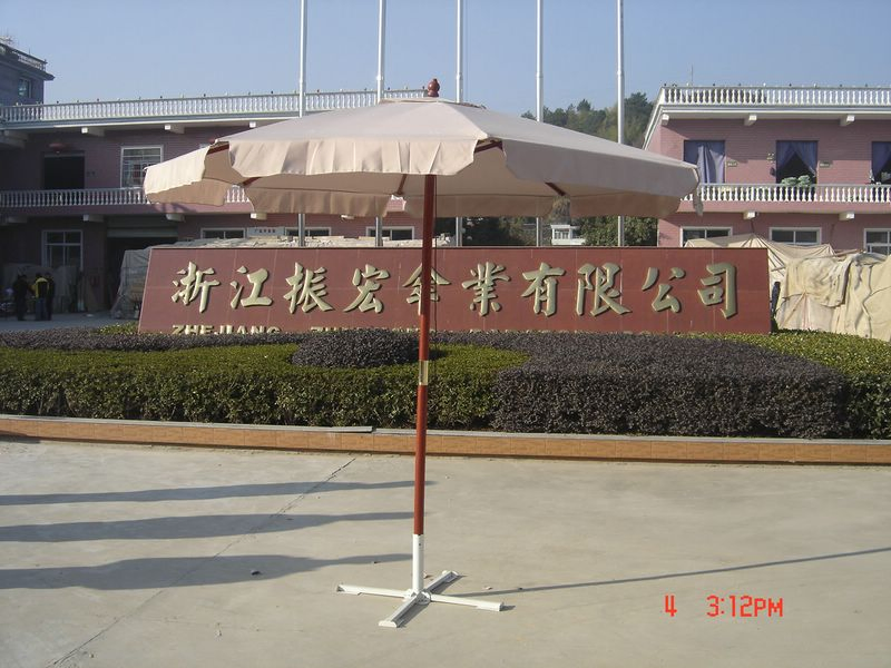 Sun Wooden Parasol Umbrella Dia. 2.5m 6ribs 38mm Pole with Flap