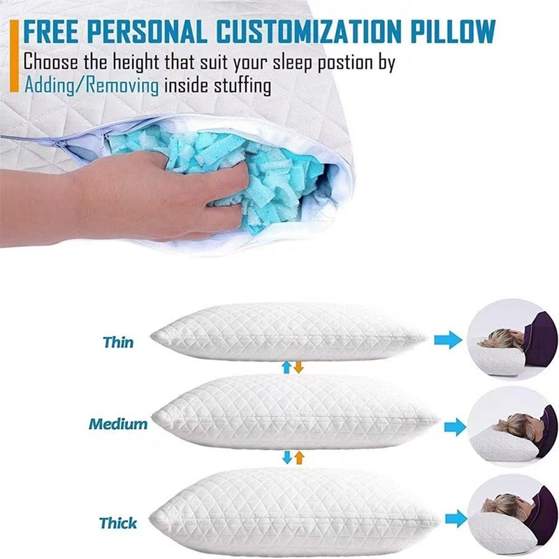 Excellent Comfort Shredded Memory Foam Firm Gel Pillows for Head Neck