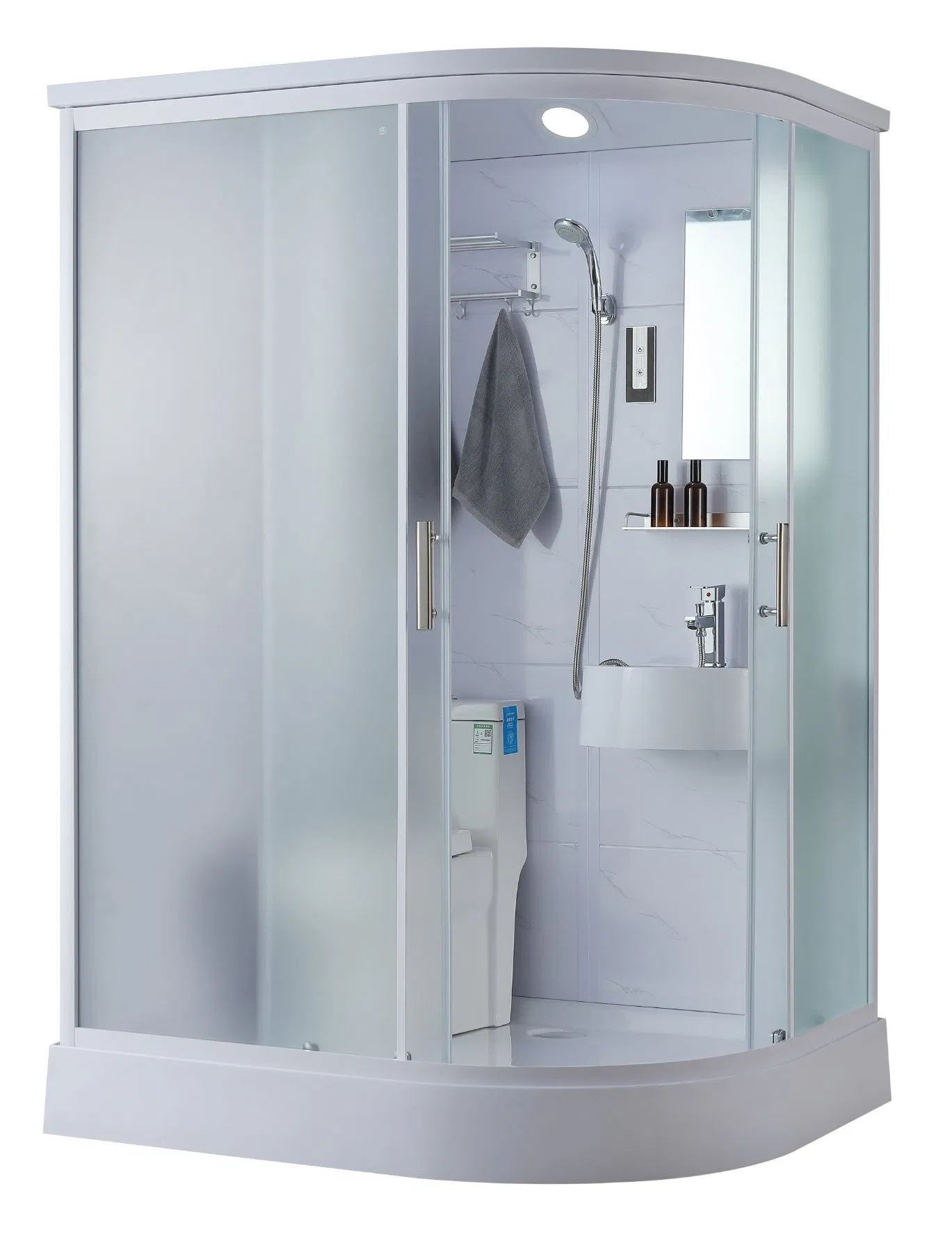Prefab Bathroom All in One Bathroom Arc- Shaped Wood Grain