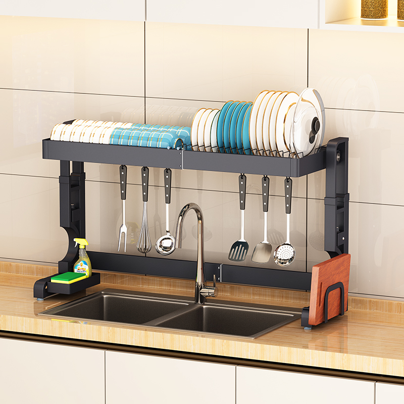 Over-Sink Dish Drying Rack Display Adjustable Large Dish Storage Organizers Drainer