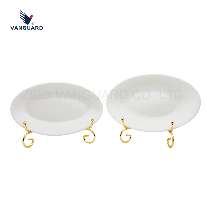 High Quality Porcelain Oval Dinnerware White Custom Printing Ceramic Salad Plate