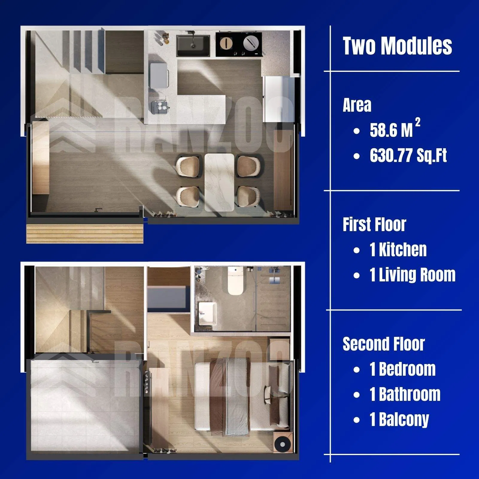 Ranzoo prefab modular tiny mobile casas prefabricadas Product House with Solar Power and Tailored Dimensions