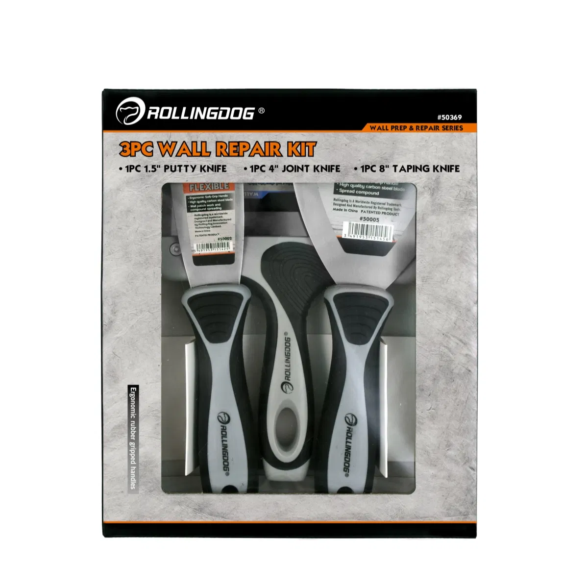 Rollingdog PRO 50369 3PC Wall Repair Kit Taping Knife/Scraper