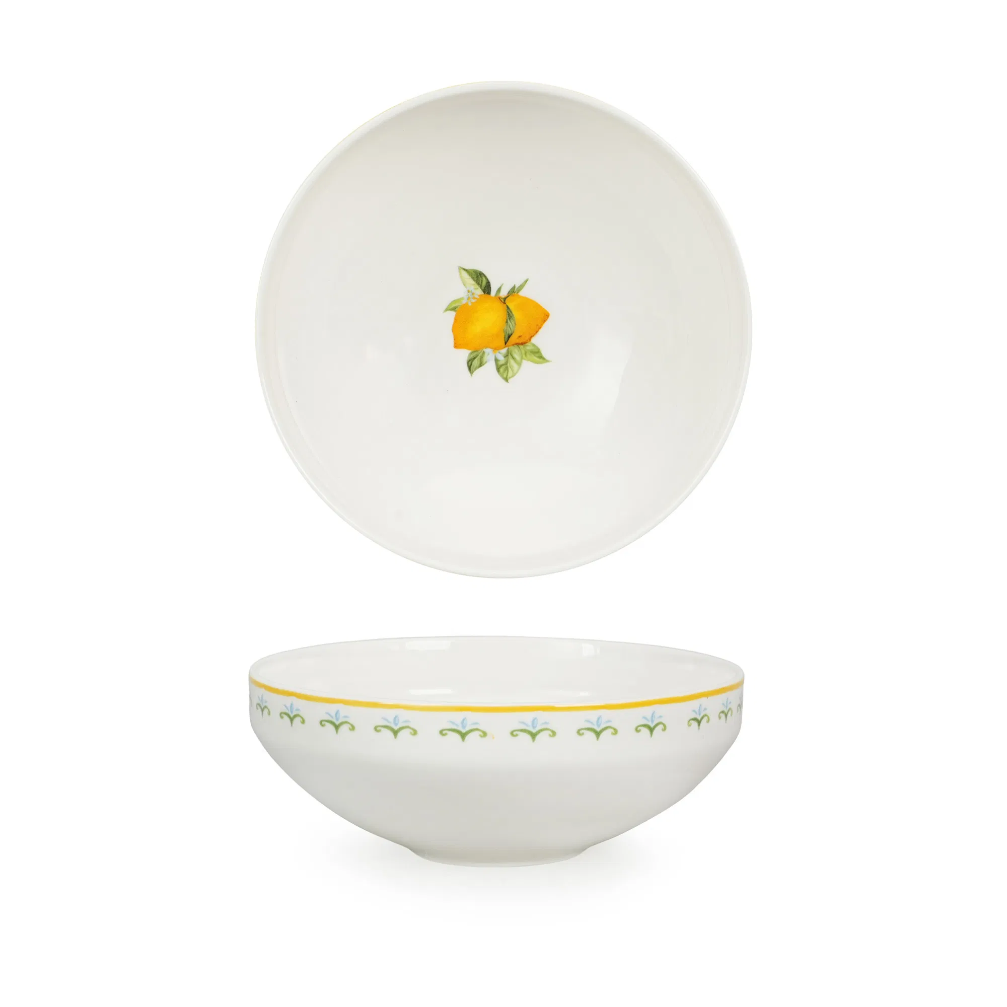 Crockery OEM ODM Porcelain Tableware Plates Set Lemon Pattern Ceramic Dinnerware