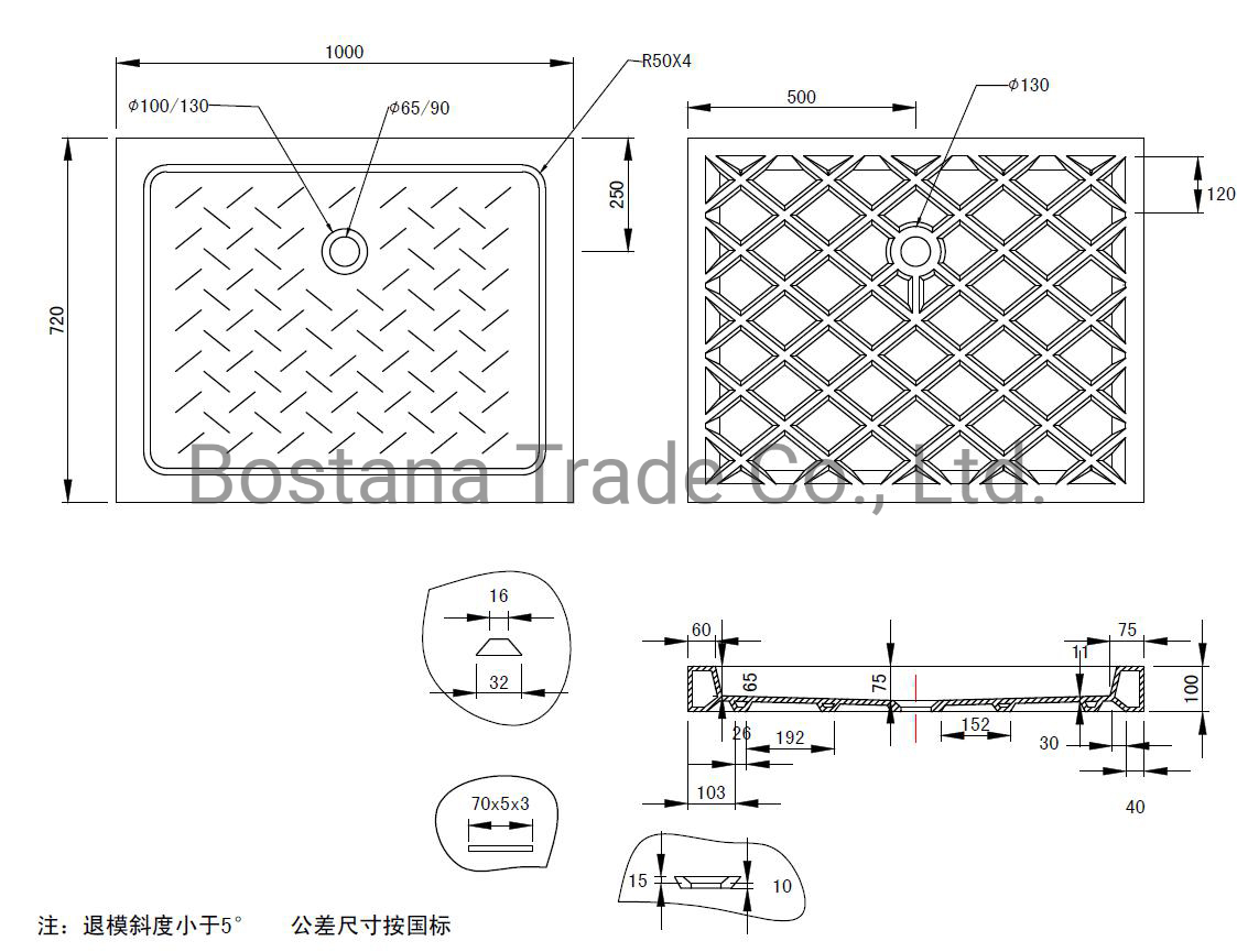 Wc Sanitaryware Good Quality White Deep Rectangle Bathroom Ceramic Shower Tray