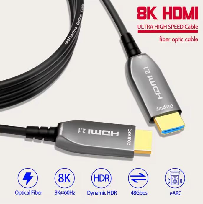 Male to Male Fiber Optic HDMI Cable for Monitor PC