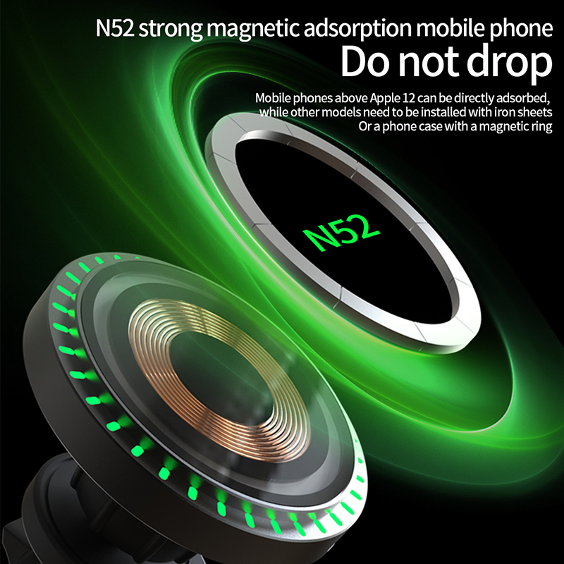 Магнитное автомобильное зарядное устройство 15W с вращением 360°