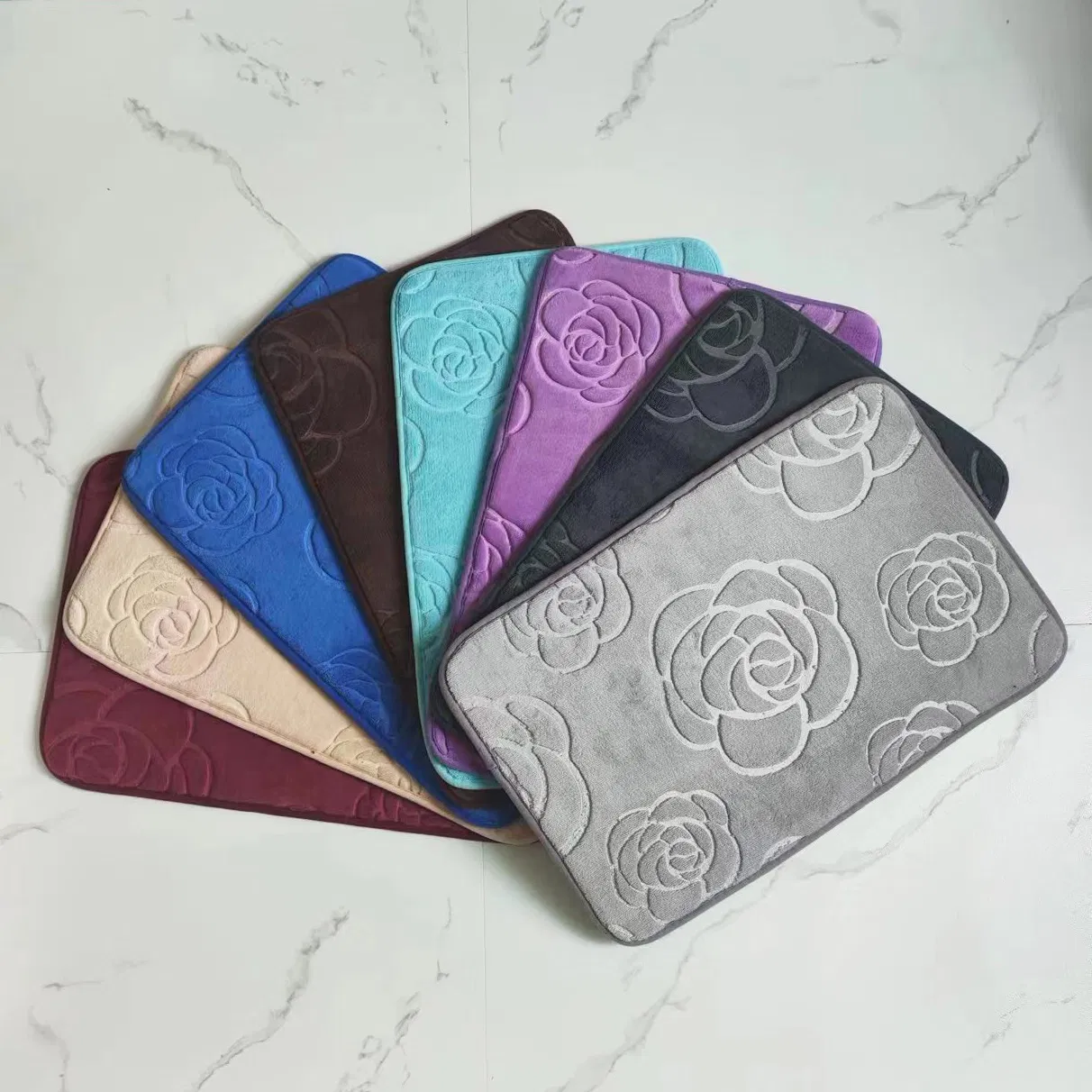 Coral Velvet Embossed Three-Dimensional Carpet Bathroom Floor Mat Anti Slip Mat