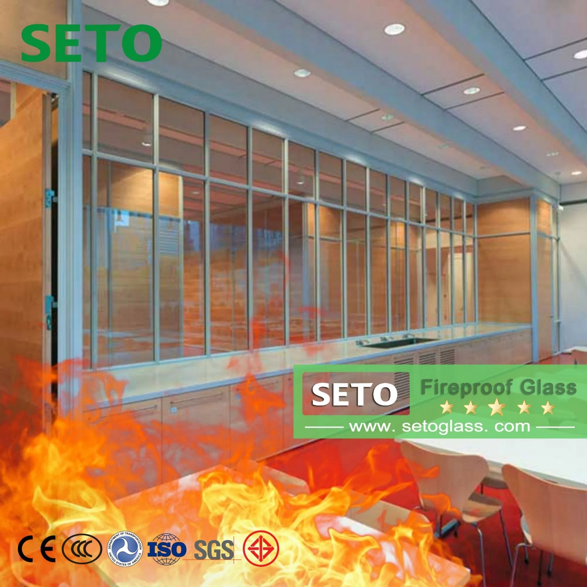 Fireproof Glass Fire Resistant Glass Ei30 Ei60 Ei90 Ei120 for Fireproof Window Fire Door