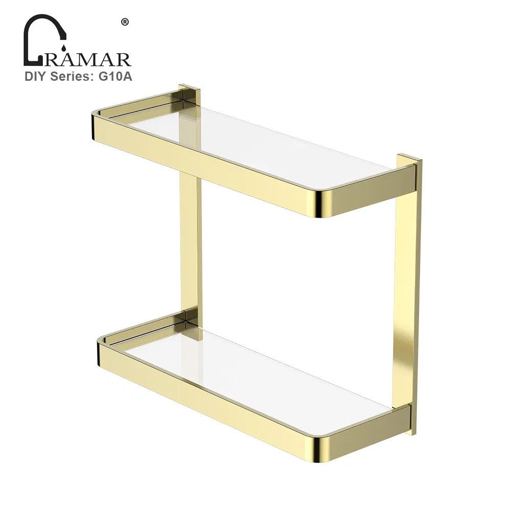 Настенная полка для полотенец из стекла и металла