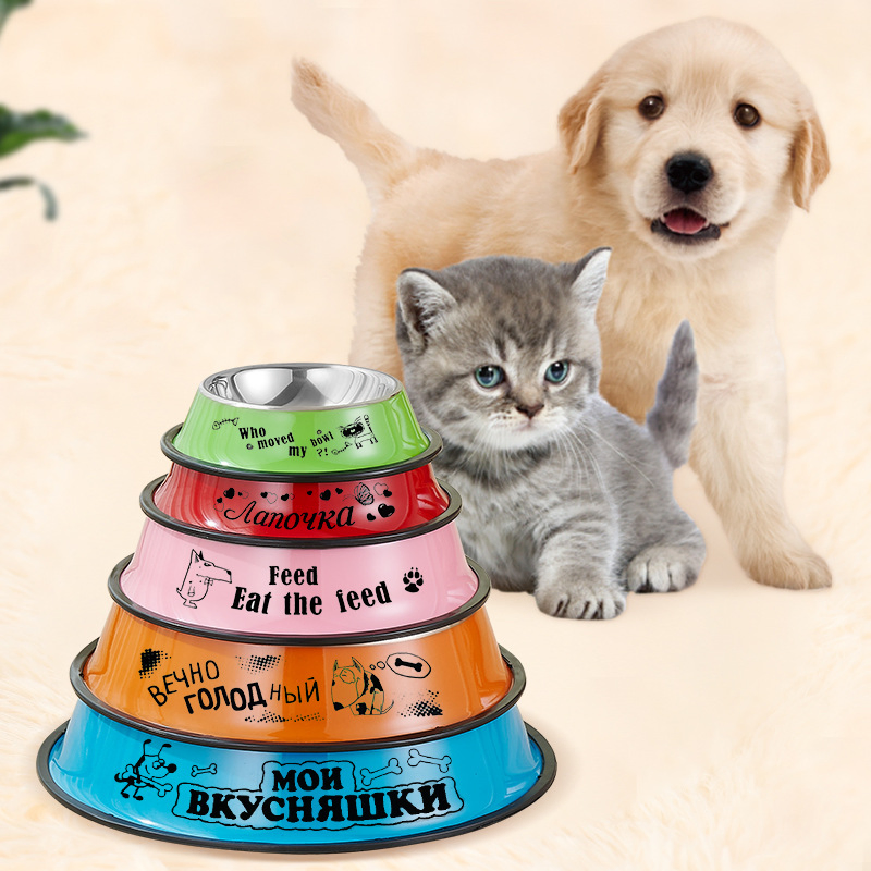 Colorful Pet Bowls for Dogs and Cats - Stainless Steel Feeding Dishes
