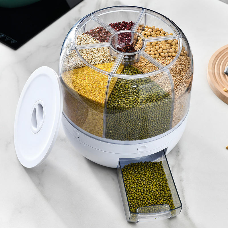 Moisture-Sealed Rotating Cereal Dispenser for Fresh Grain Storage