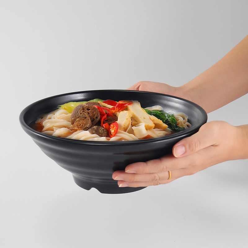 Wholesale High Quality Japanese Ramen Bowl Melamine Black Matte Noodles Serving Bowls