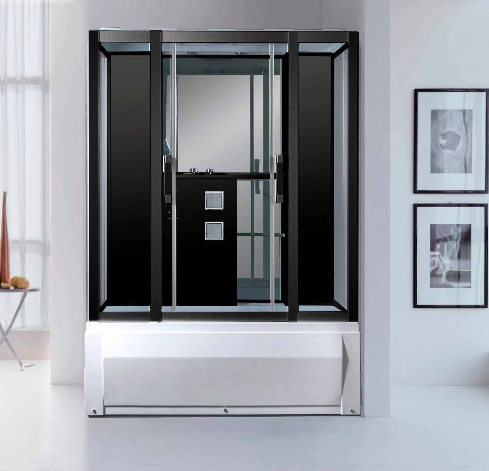 High Tray LED Steam Jacuzzy Massage Double Person SPA Sliding Glass Complicated Door Shower Cabin