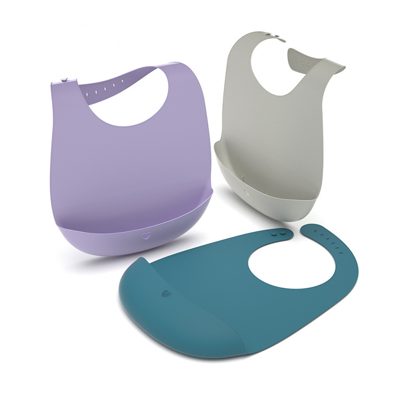 Toddlers Adjustable Waterproof BPA Free Soft Durable Neutral Colors Silicone Bibs Custom