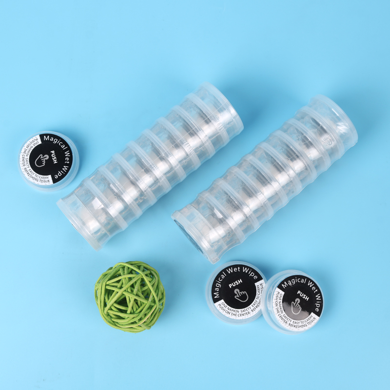 OEM Wholesale Portable Refreshing Lemon Fragrance Magical Push Wet Wipes Magical Push