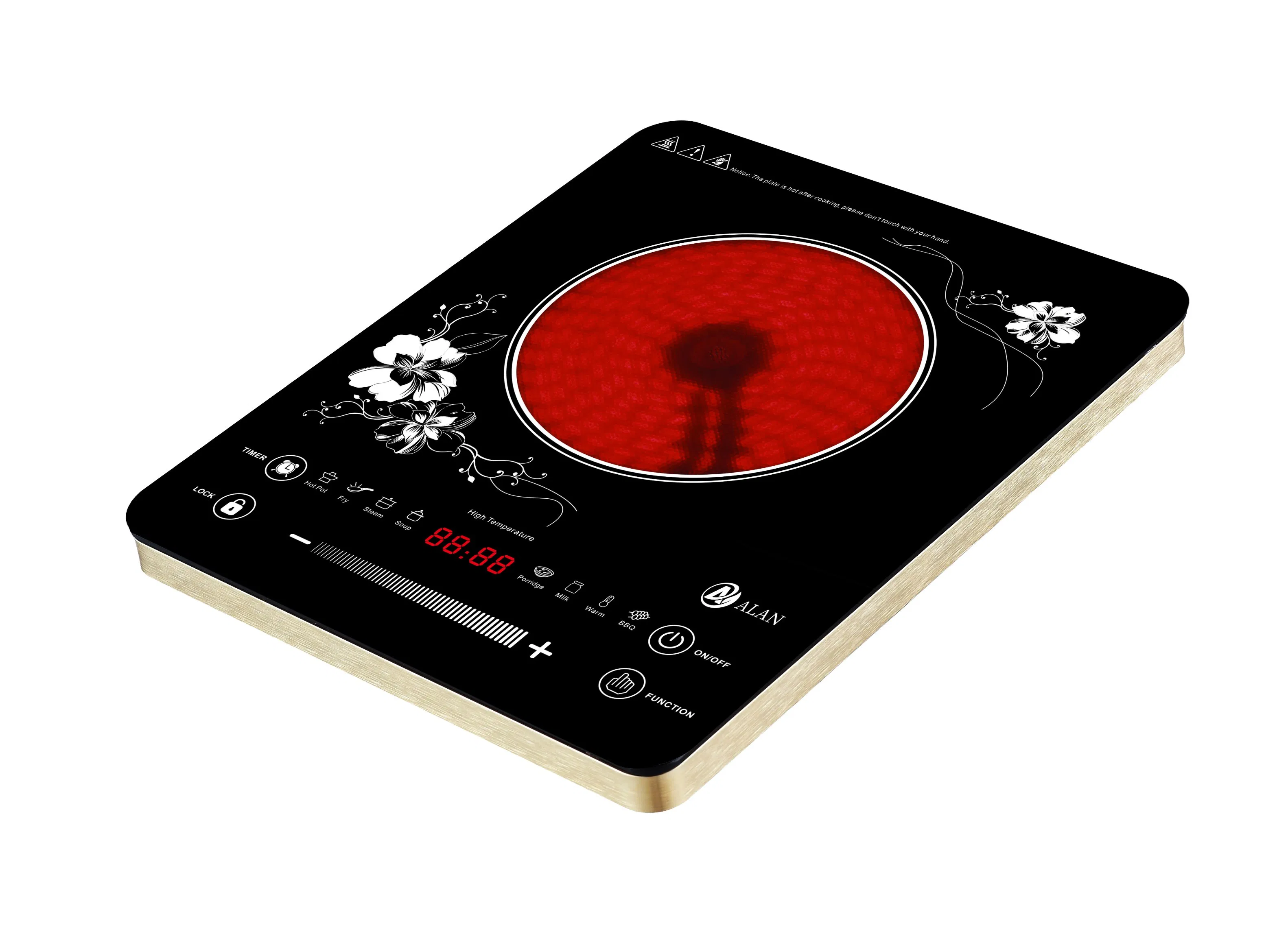 Stainless Steel Housing Private Model Full Touch Screen Single Infrared Cooker/Ceramic Hob with Handles
