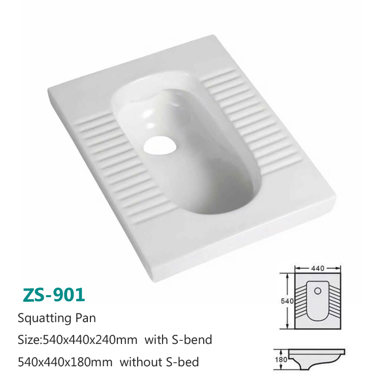 Chaozhou Ceramic Save Place Durable Standard Size Squatting Pan Toilet Bathroom Sanitary Ware Squatting Pan