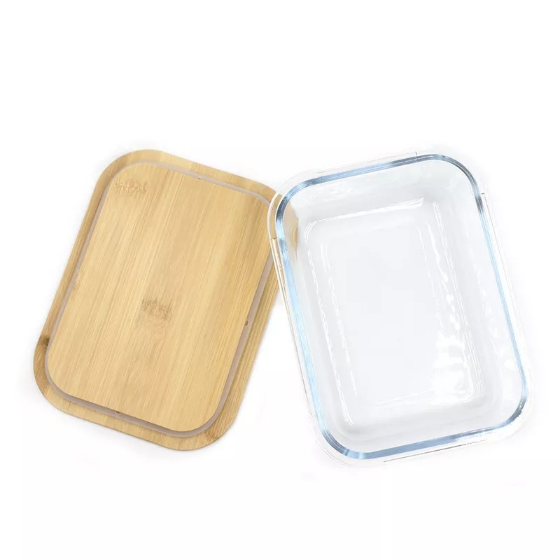 Borosilicate Glass Food Storage Containers Lunch Box with Bamboo Lid