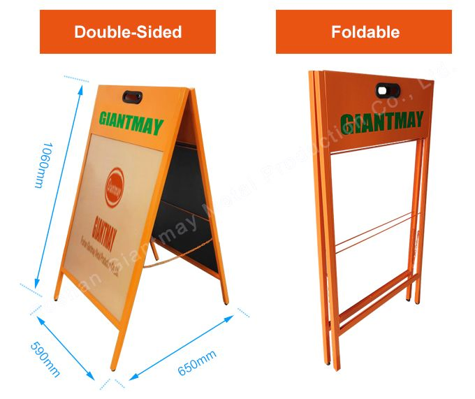 Pavement Sign Metal Advertising Board Chalkboard Double Sides Restaurant a-Frame Sidewalk Signage Display Stand for Shop