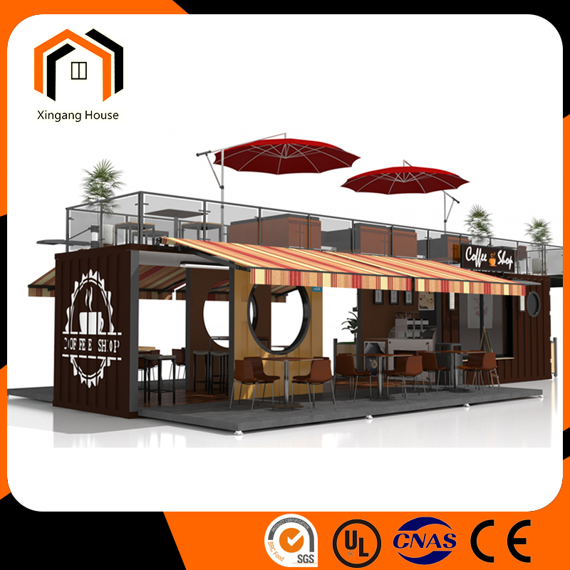 Two Story Popular 40FT Coffee Shop Shipping Container House Price Steel Structure Modular House Container House