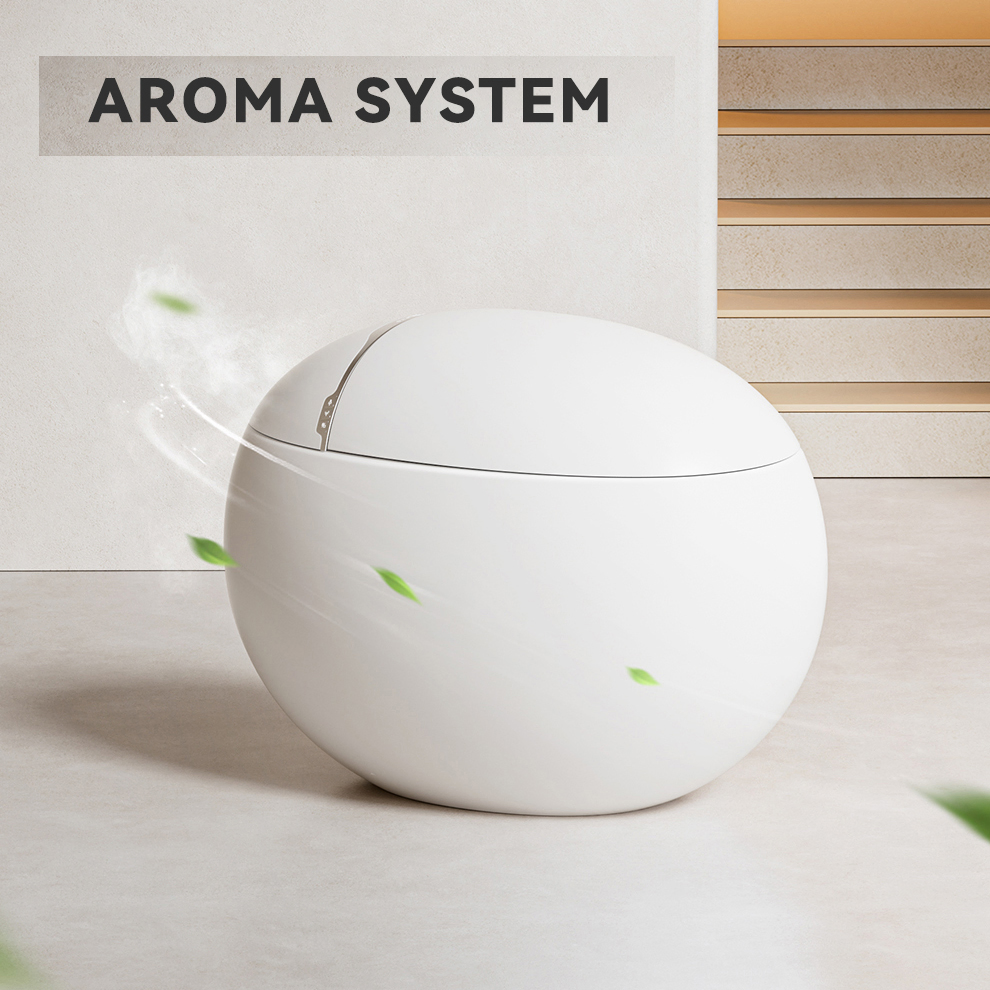 Egg Shape Intelligent Water Closet Ceramic Automatic Floor Mounted Smart Toilet